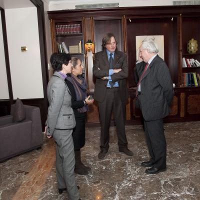 Giulio Caporaso con il prof. Mario Morcellini ed il General Manager Sofitel Rome Villa Borghese Mariè Berengere Chapoton